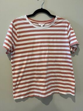 Lauren Conrad Striped Tee in Rose & White